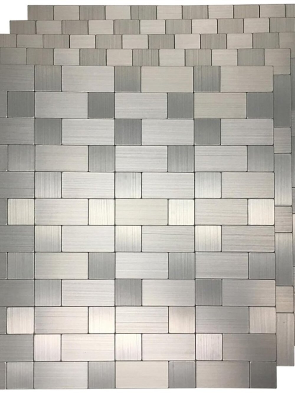 10-Pack Metal Peel and Stick Backsplash Tile, Silver Aluminium